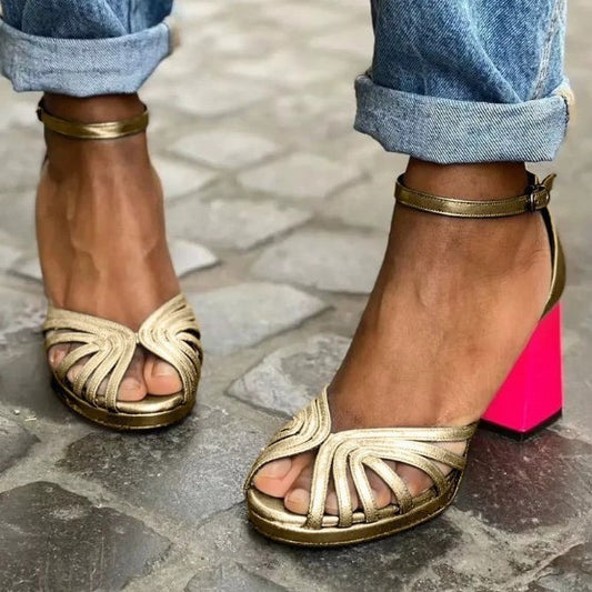 Womens High Heel Buckle Sandals