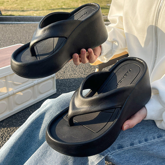 Womens High Heel Flip Flops Sandals