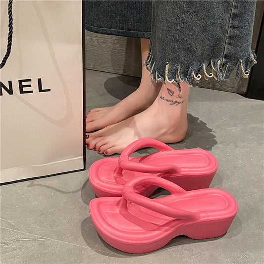 Womens High Heel Flip Flops Sandals