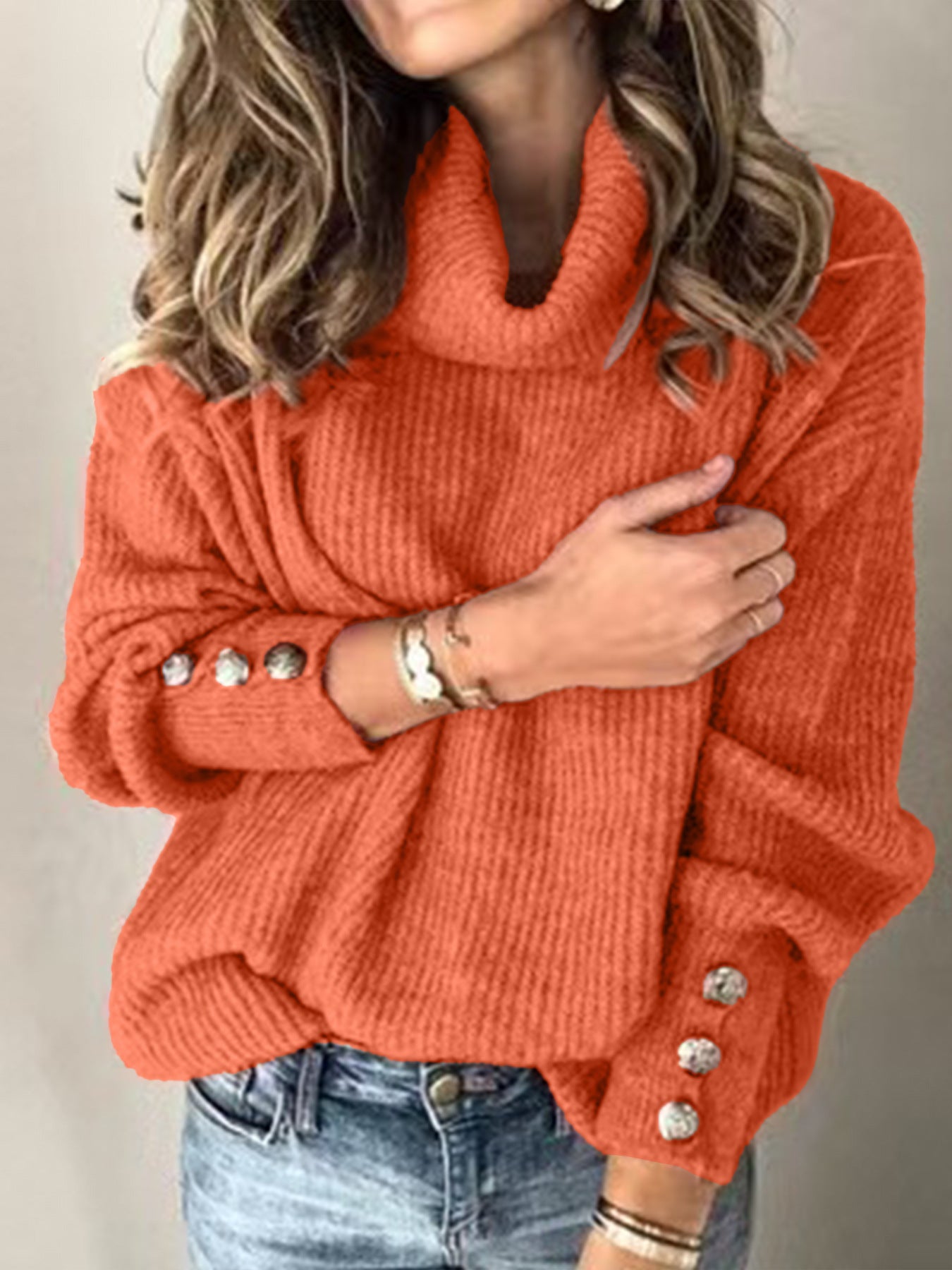 Womens High Neck Knit Sweater