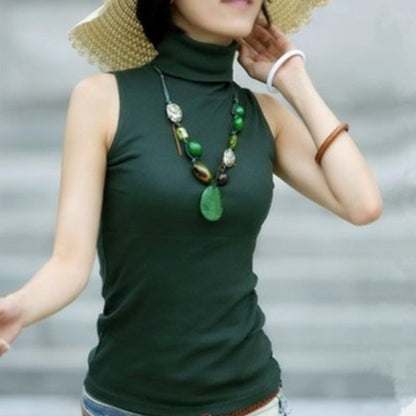 Womens High Neck Sleeveless Cotton Camisole