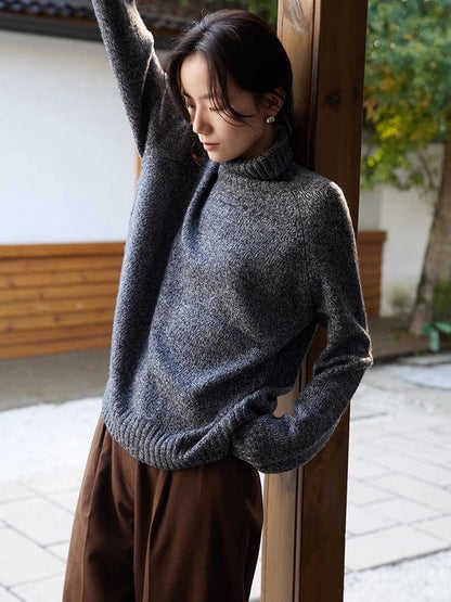 Womens High Neck Wool Sweater