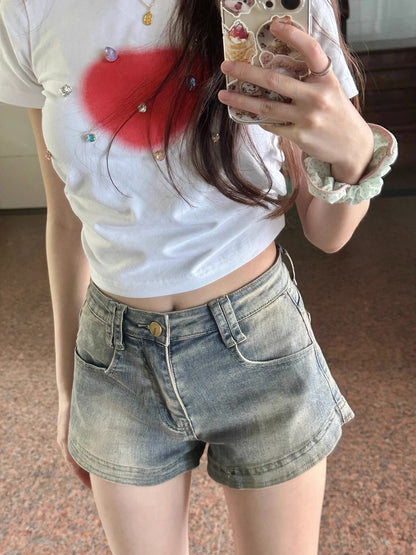 Womens High Waist Distressed Denim Shorts