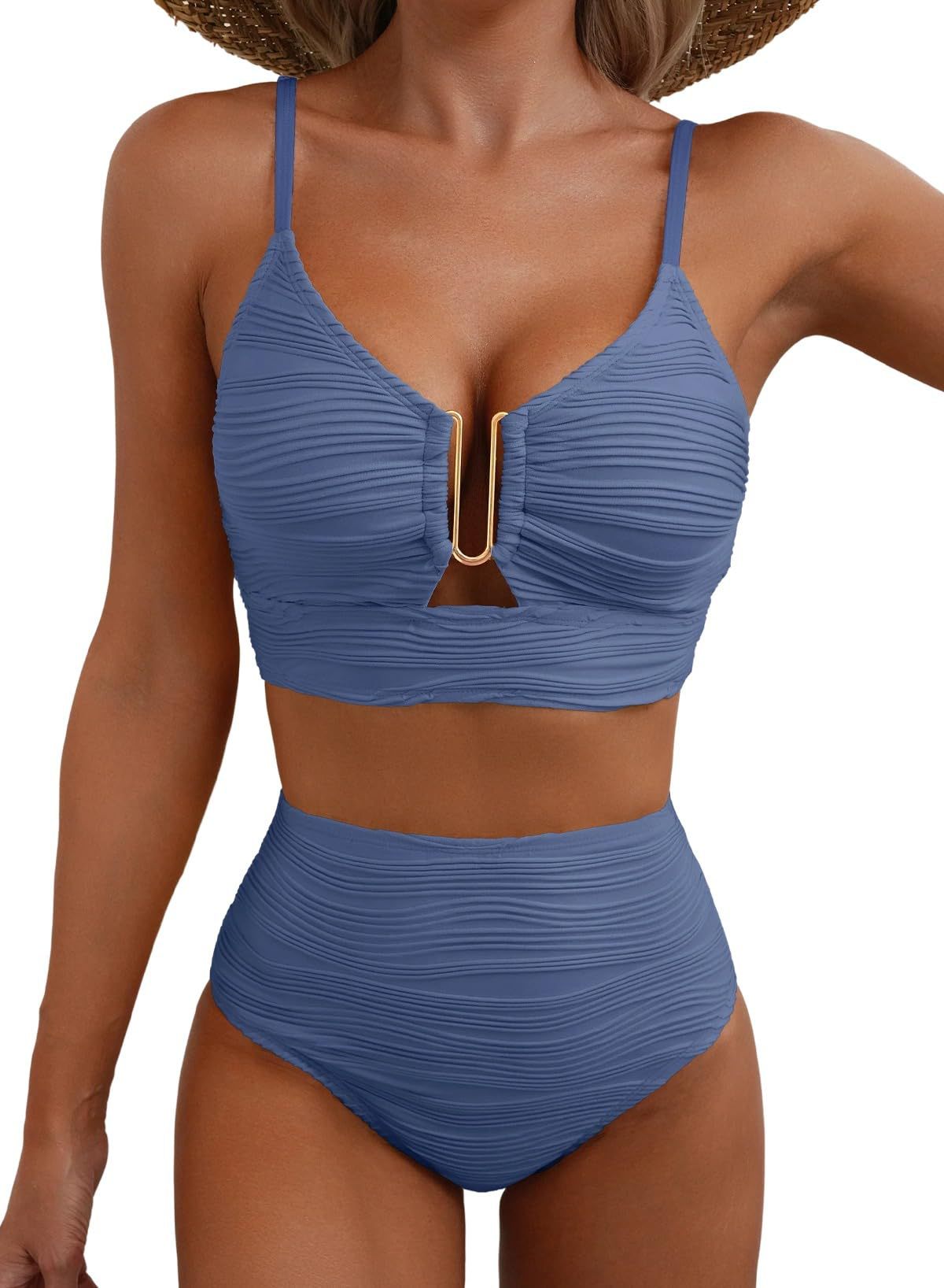 Womens High Waist Lace Bikini Swimsuit