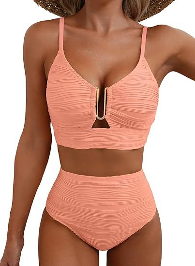 Womens High Waist Lace Bikini Swimsuit