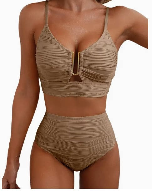 Womens High Waist Lace Bikini Swimsuit
