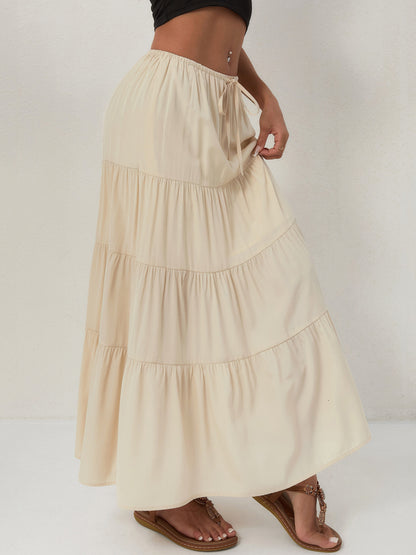 Womens High Waist Long Skirt with Lace-Up Back
