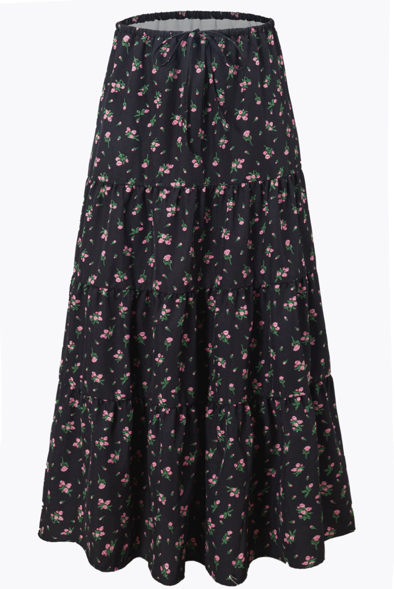 Womens High Waist Long Skirt with Lace-Up Back