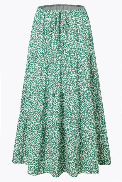 Womens High Waist Long Skirt with Lace-Up Back
