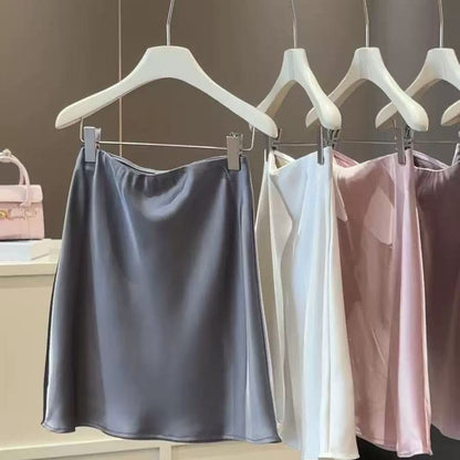 Womens High Waist Satin Pencil Skirt