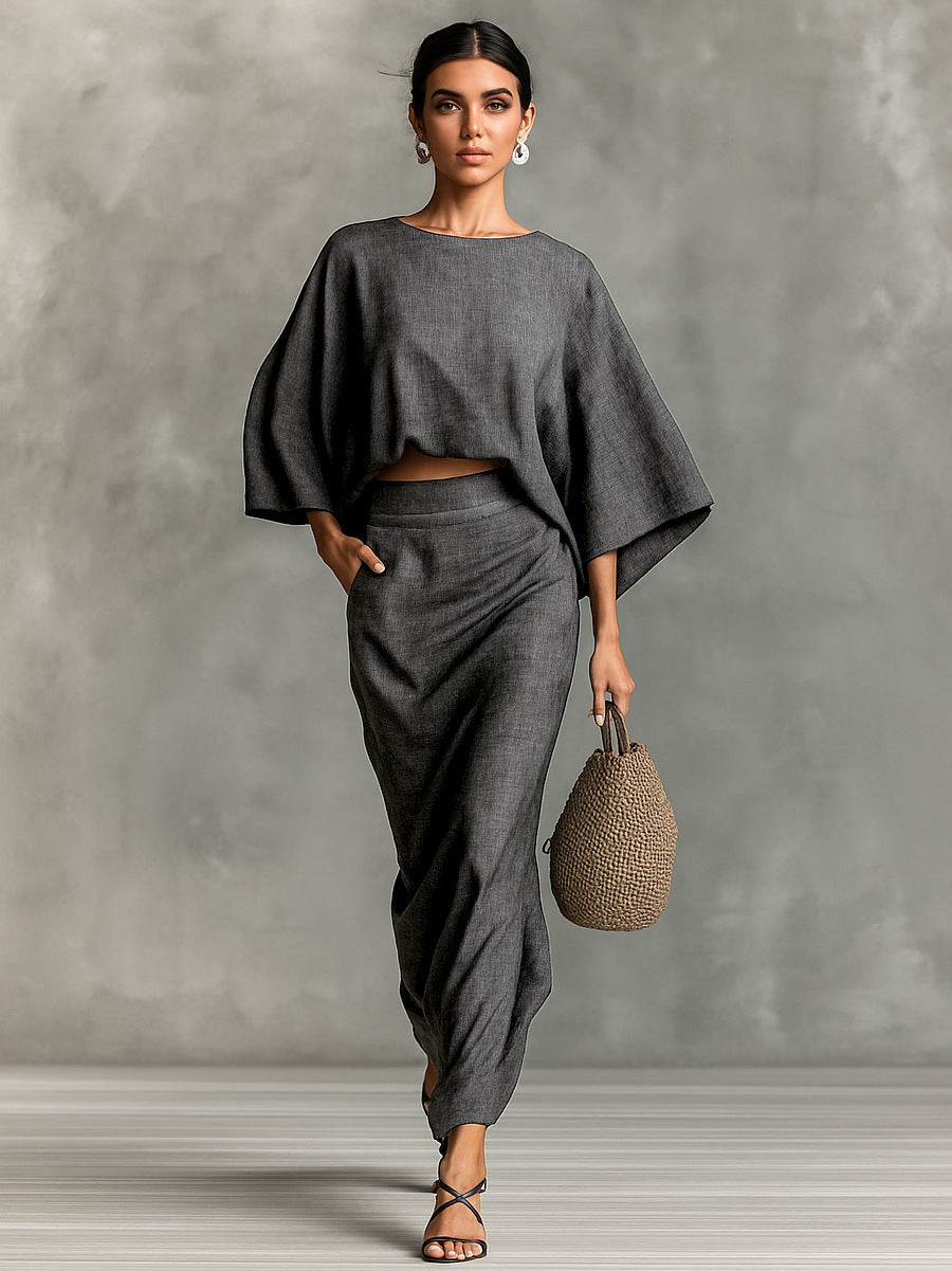 Womens High Waist Skirt Suit Long Sleeve Top