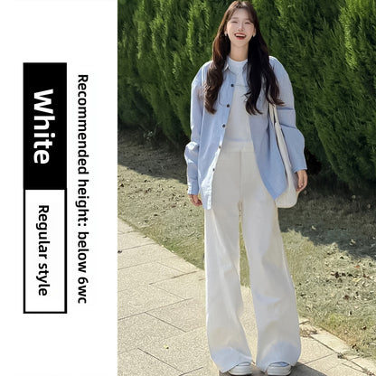 Womens High Waist Straight Leg Pants