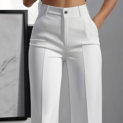 Womens High Waist Straight Leg Trousers