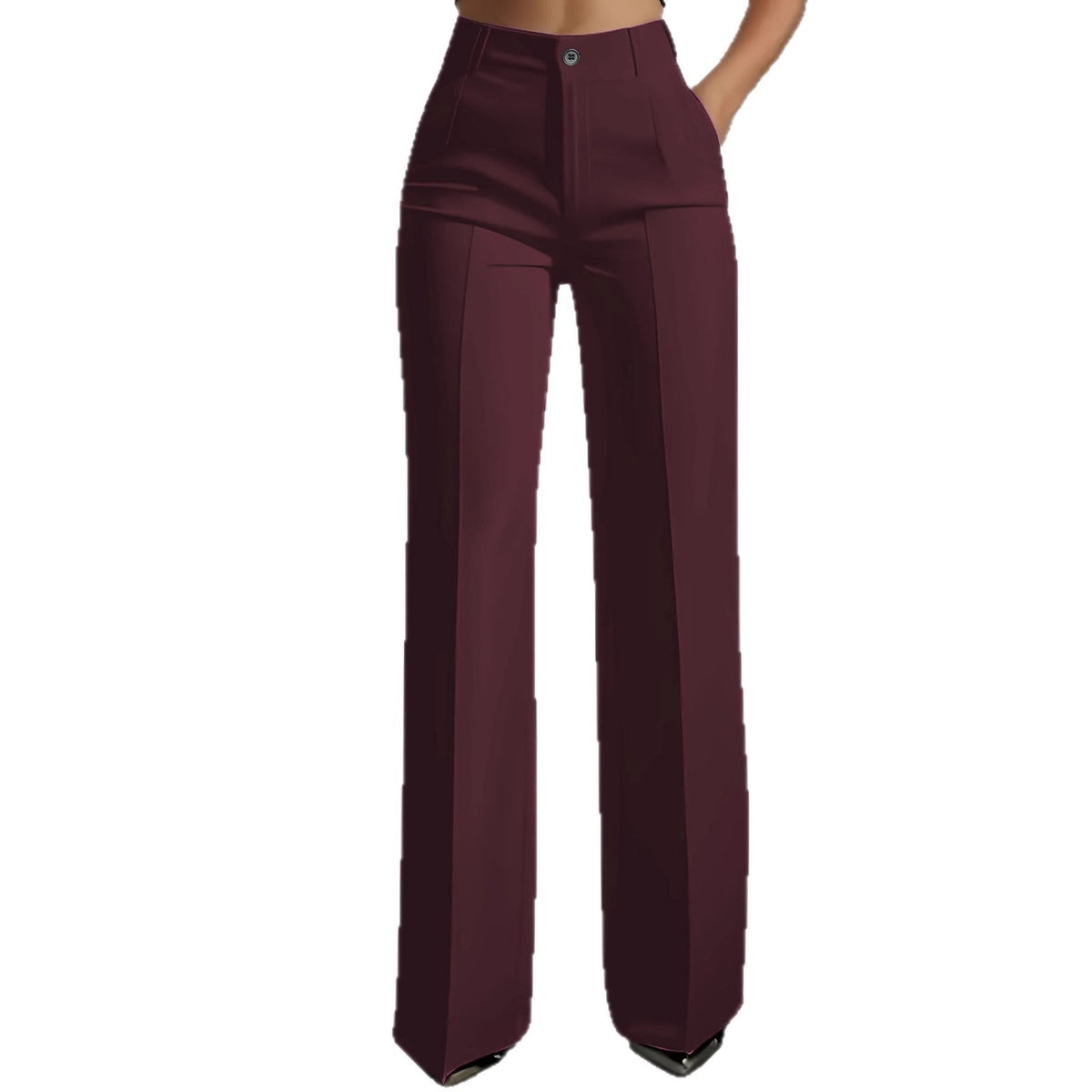 Womens High Waist Straight Leg Trousers