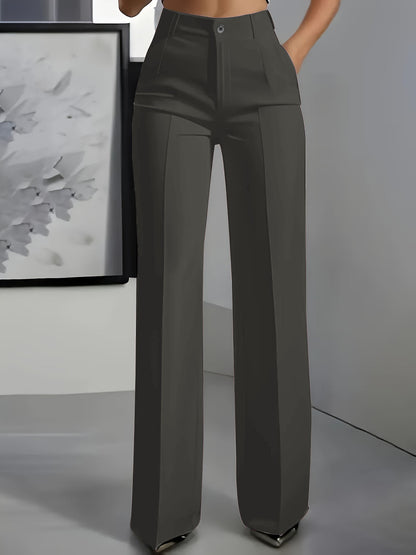 Womens High Waist Straight Leg Trousers