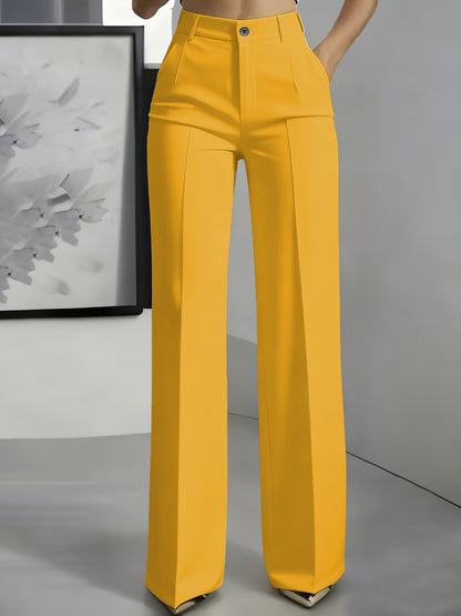 Womens High Waist Straight Leg Trousers