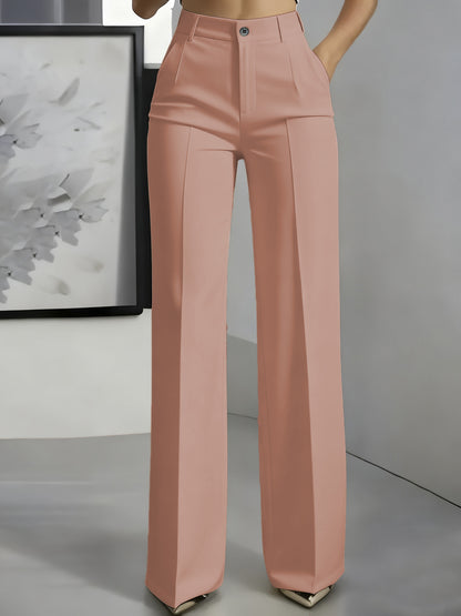 Womens High Waist Straight Leg Trousers