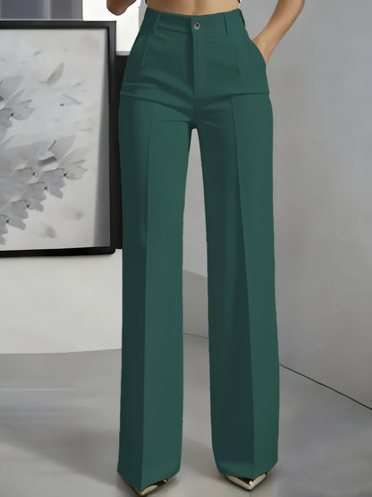 Womens High Waist Straight Leg Trousers
