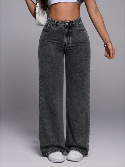 Womens High Waist Straight Leg Trousers