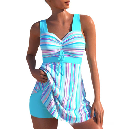 Womens High Waist Swimwear Tankini Set with Skirt