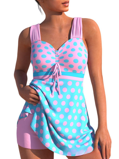 Womens High Waist Swimwear Tankini Set with Skirt