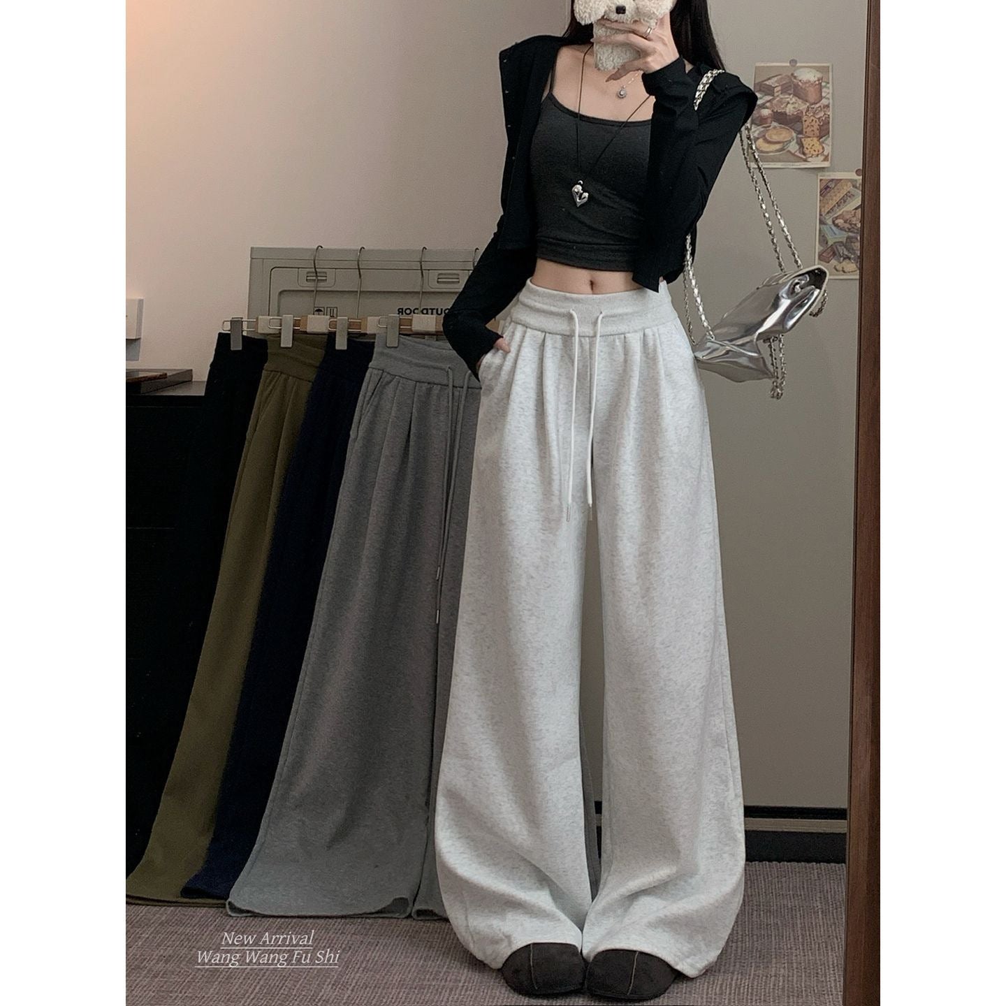 Womens High Waist Wide Leg Casual Pants