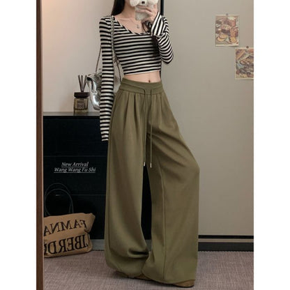 Womens High Waist Wide Leg Casual Pants