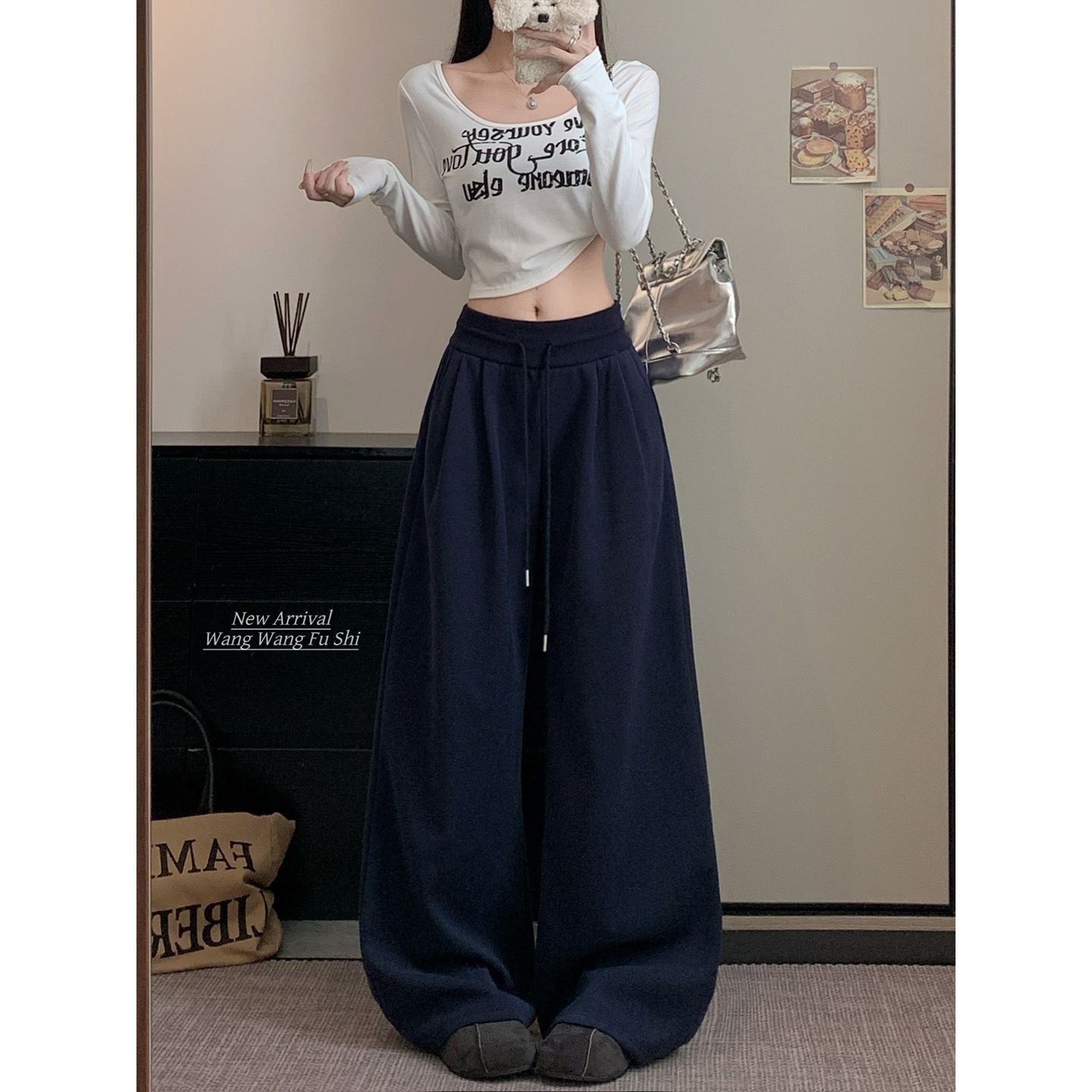 Womens High Waist Wide Leg Casual Pants