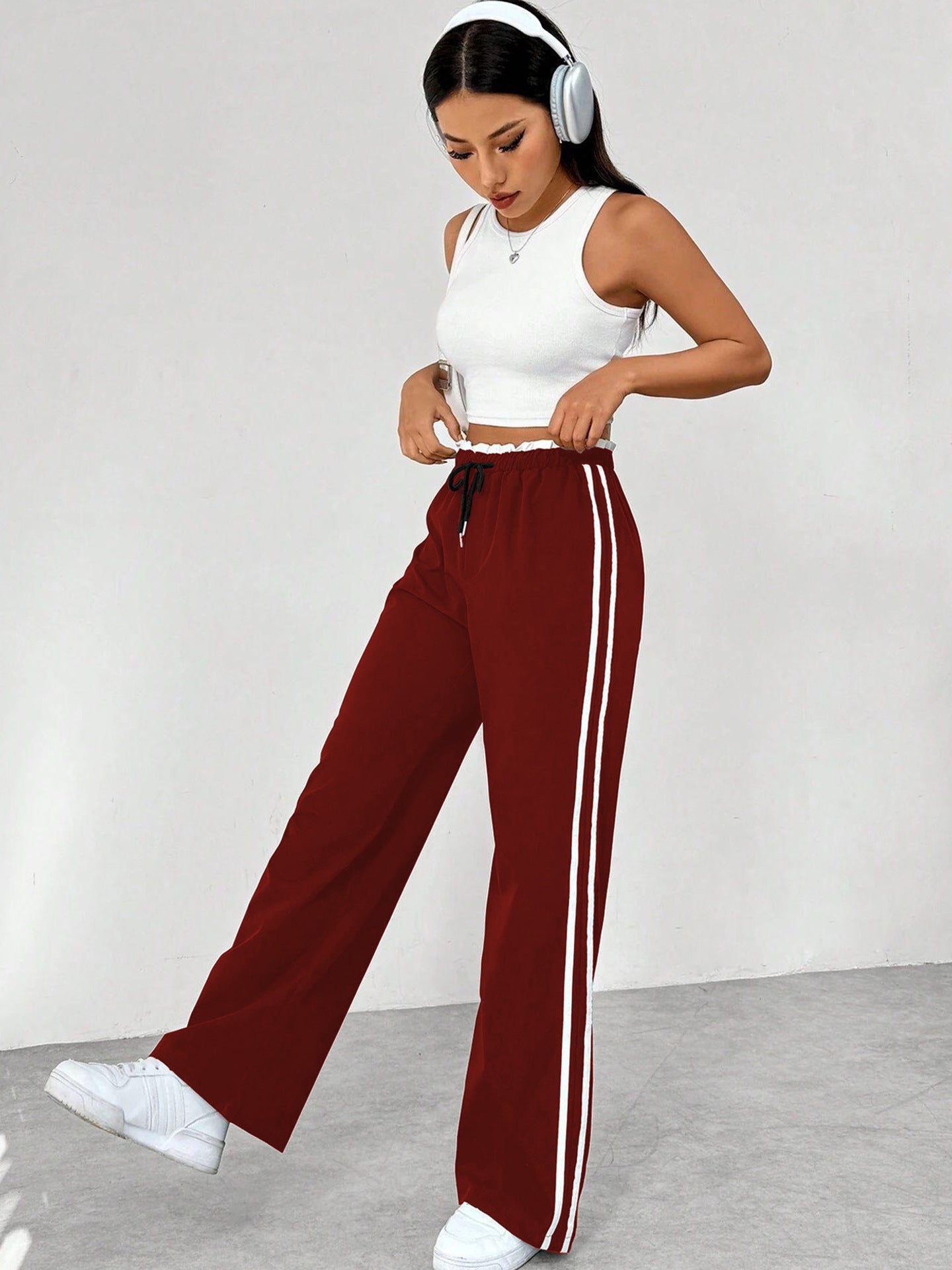 Womens High Waist Wide Leg Casual Pants
