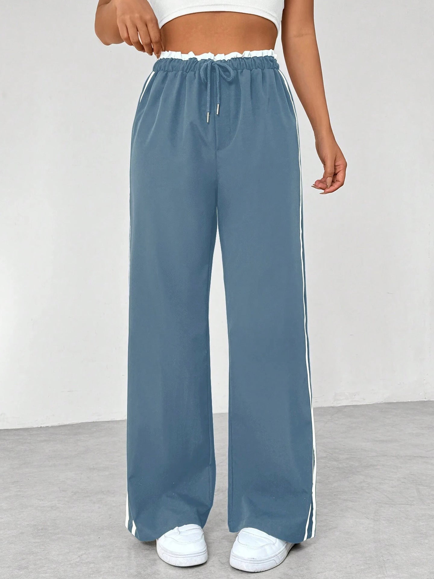 Womens High Waist Wide Leg Casual Pants
