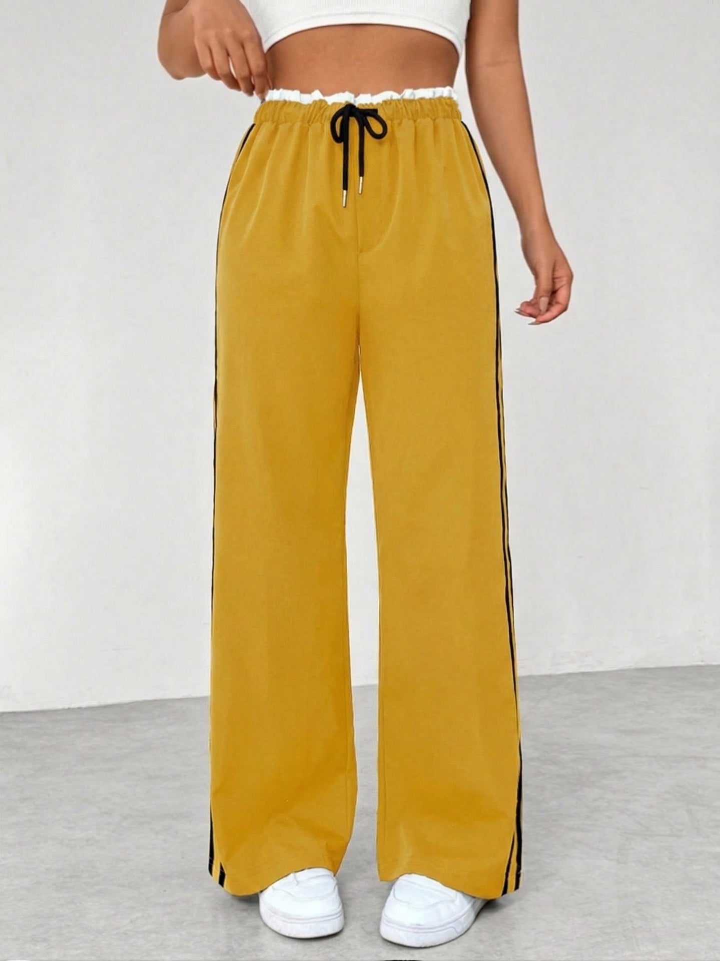 Womens High Waist Wide Leg Casual Pants