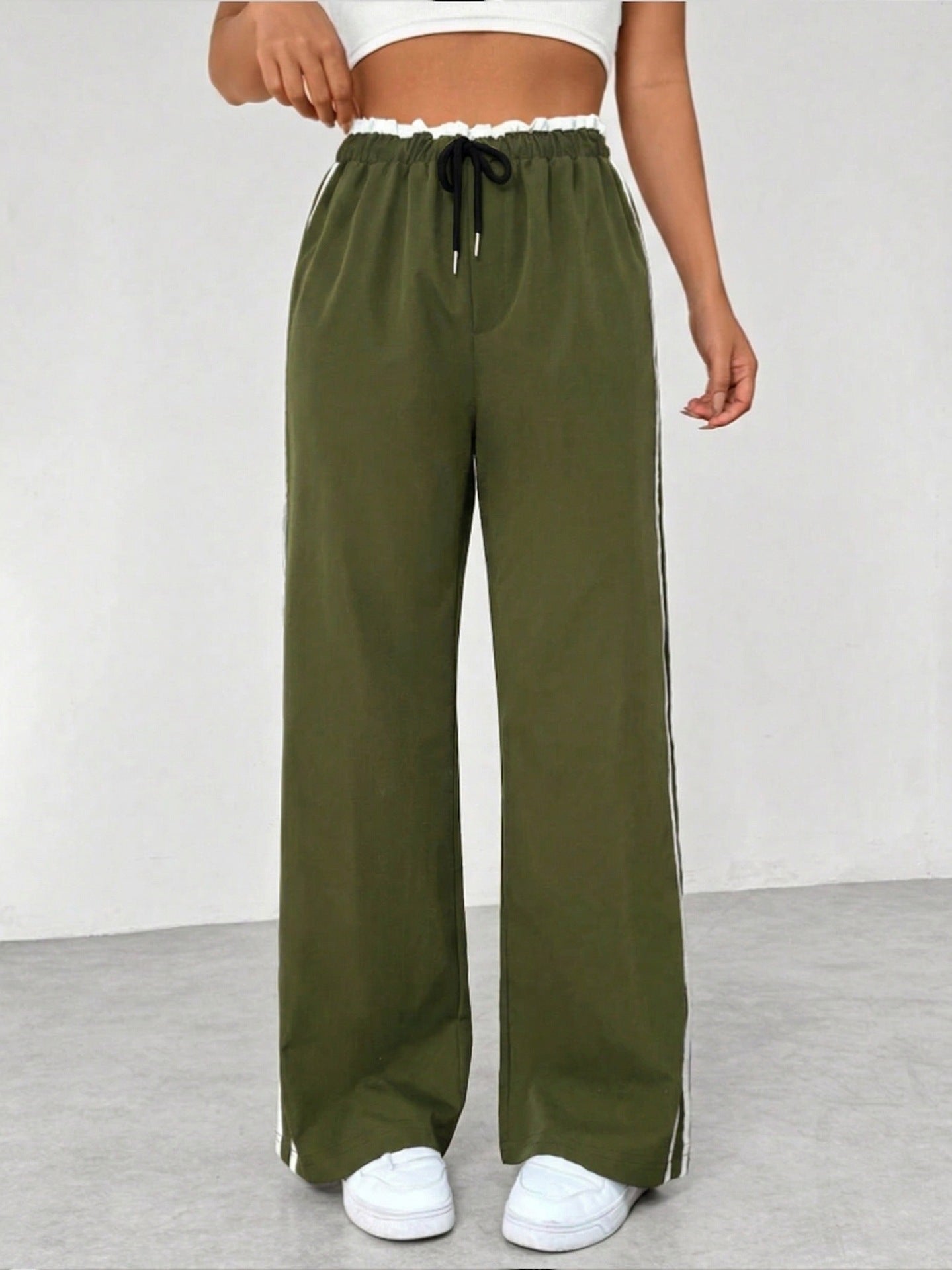 Womens High Waist Wide Leg Casual Pants