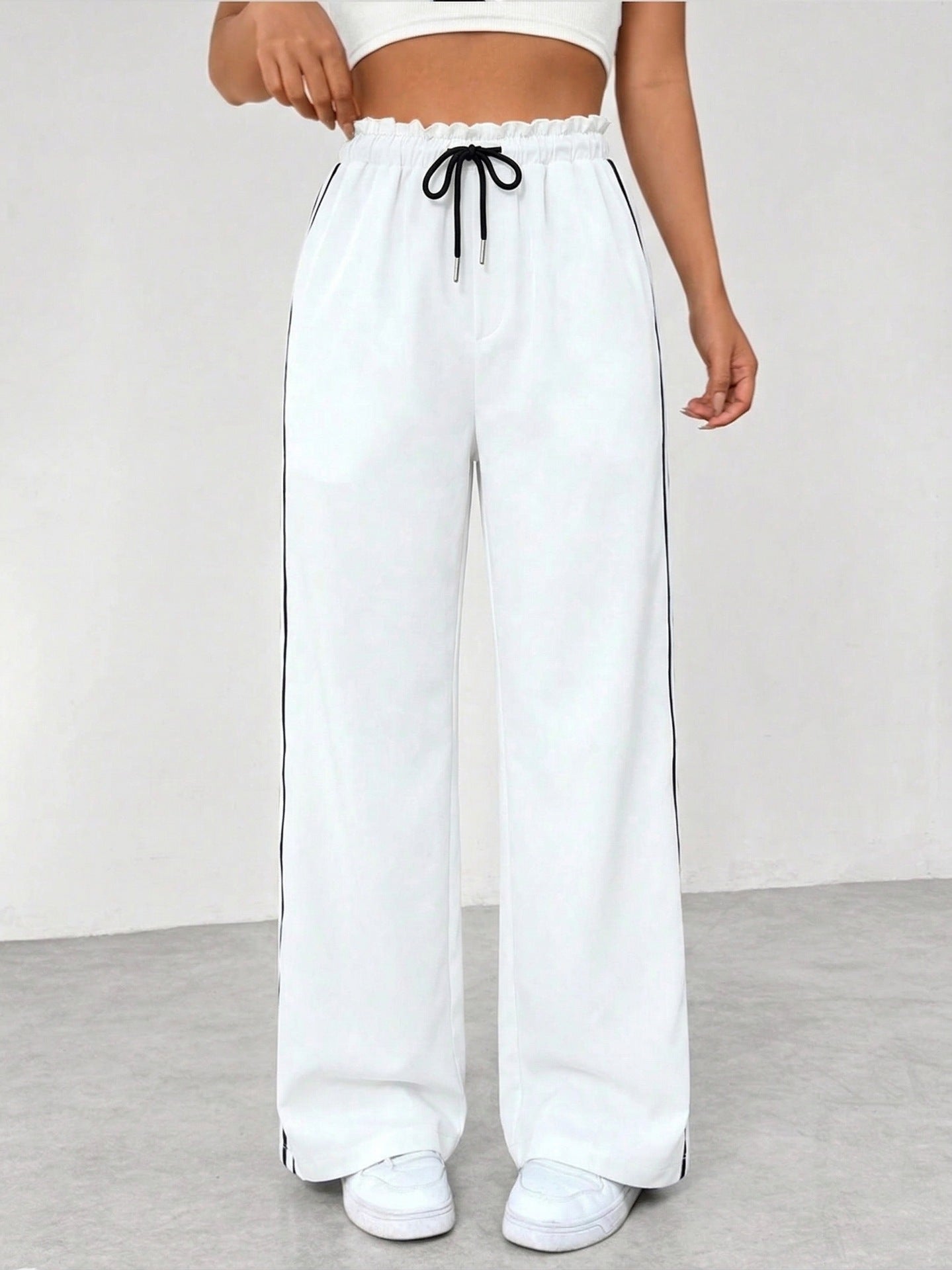 Womens High Waist Wide Leg Casual Pants