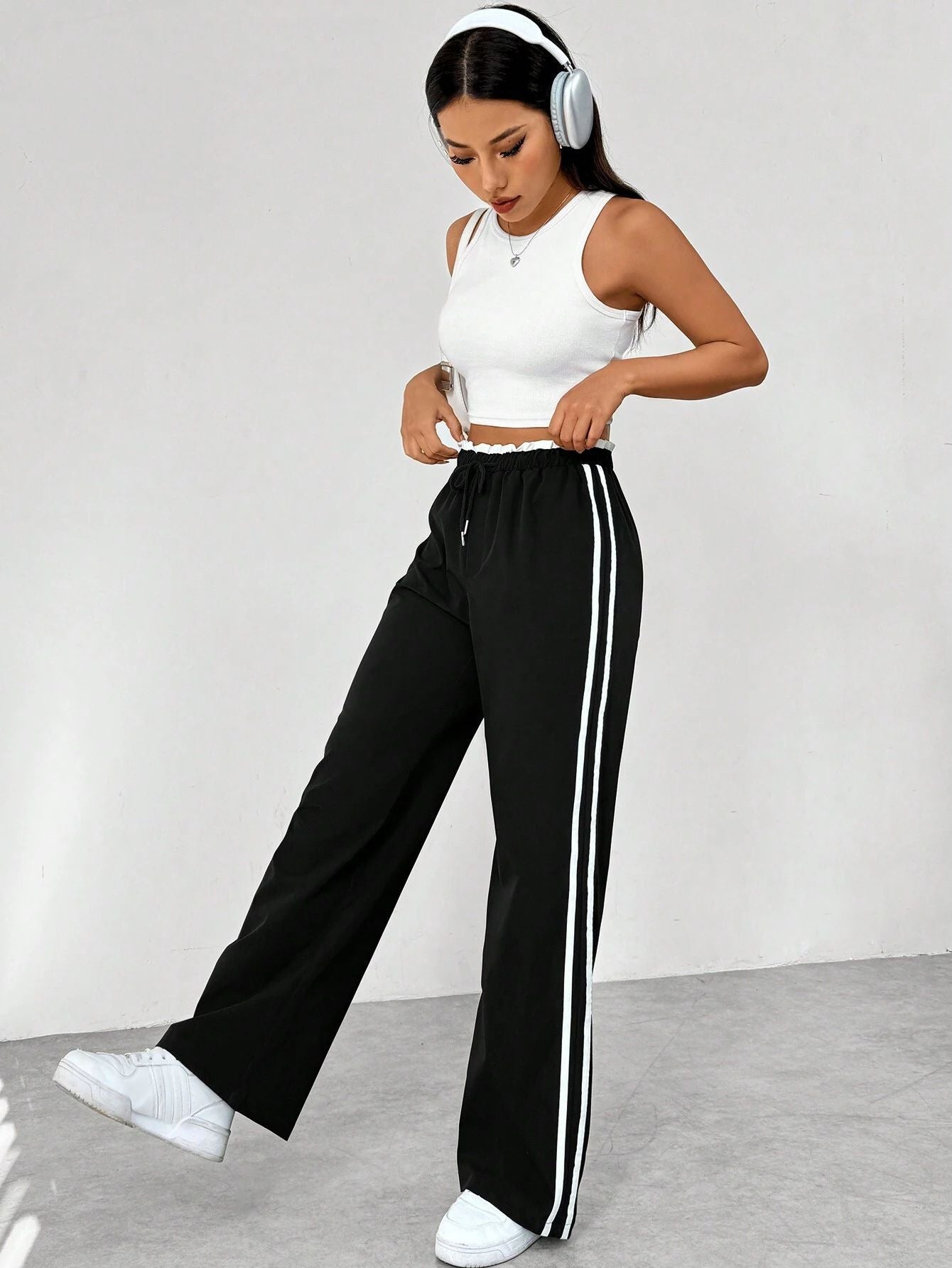Womens High Waist Wide Leg Casual Pants