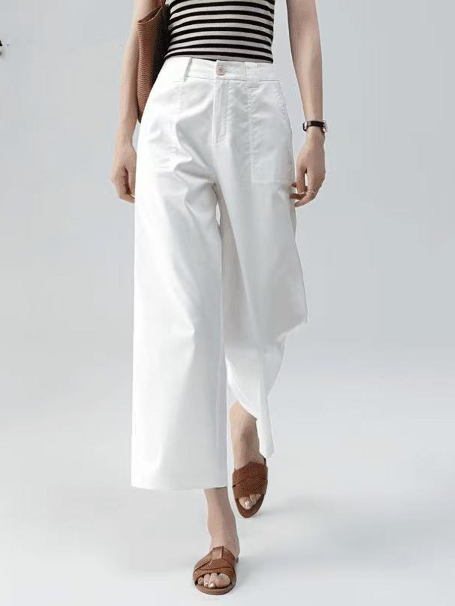 Womens High Waist Wide Leg Cropped Pants