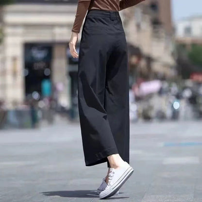Womens High Waist Wide Leg Cropped Pants