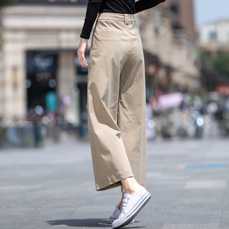 Womens High Waist Wide Leg Cropped Pants