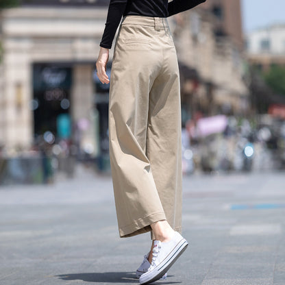 Womens High Waist Wide Leg Cropped Pants