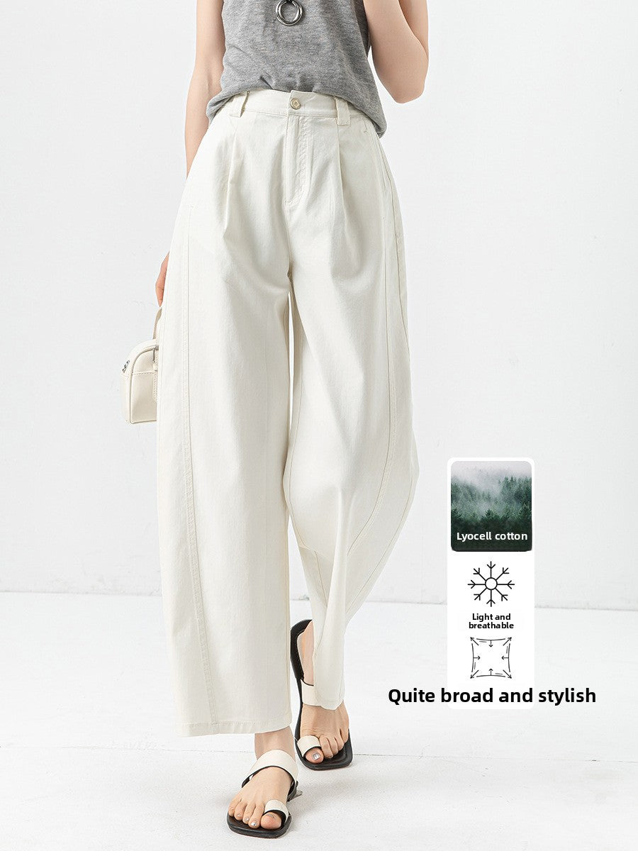 Womens High Waist Wide Leg Cropped Pants