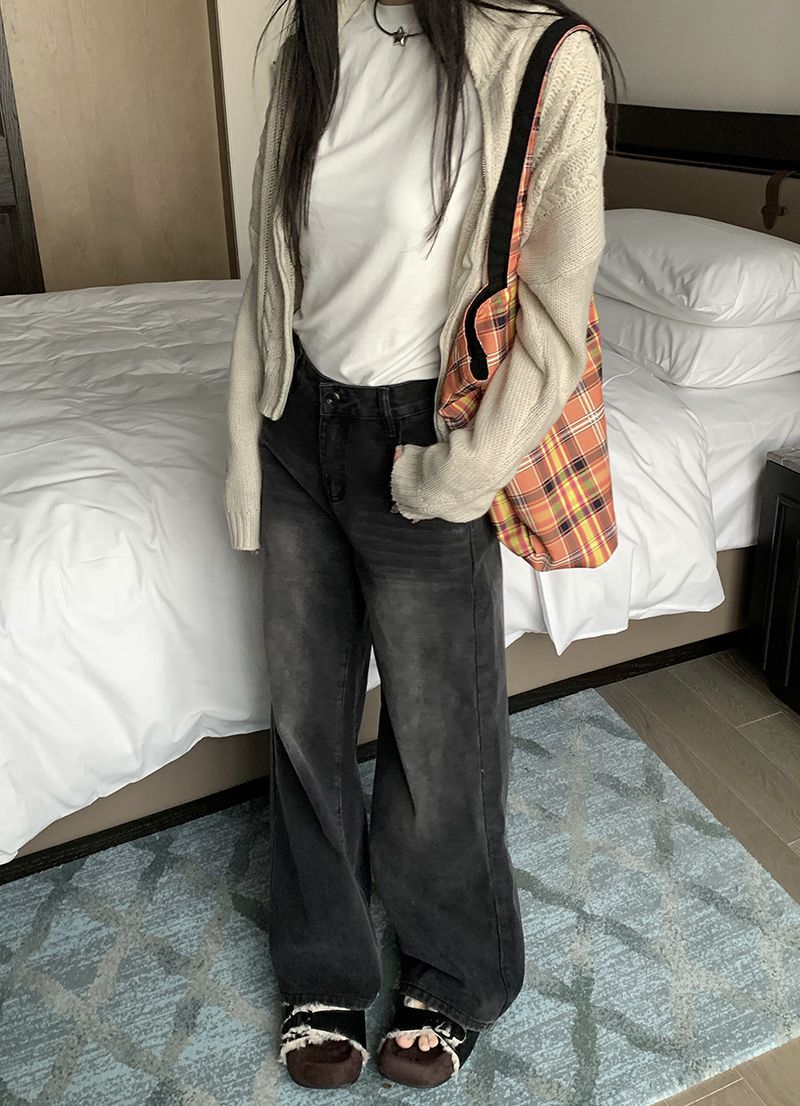 Womens High Waist Wide Leg Denim Pants
