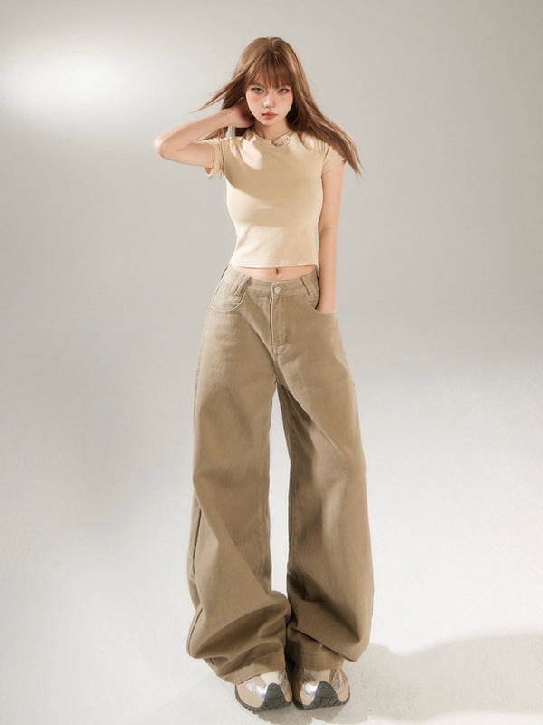 Womens High Waist Wide Leg Denim Pants