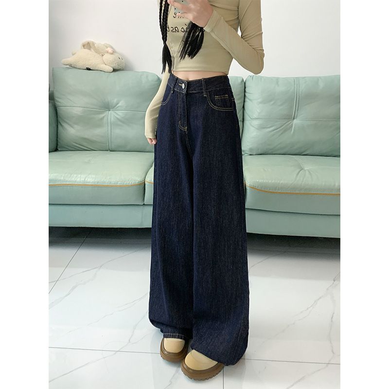 Womens High Waist Wide Leg Denim Pants