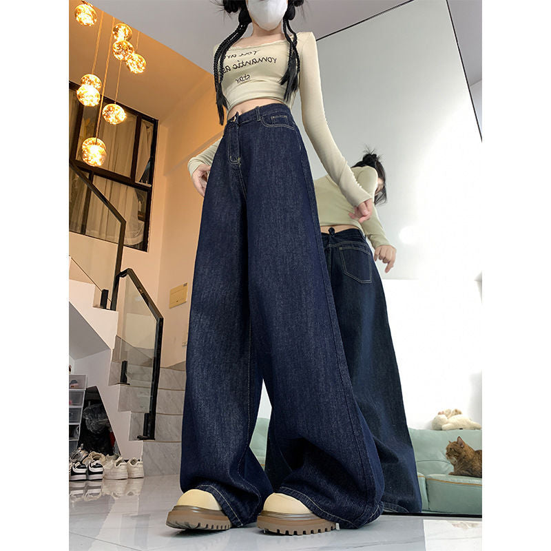 Womens High Waist Wide Leg Denim Pants