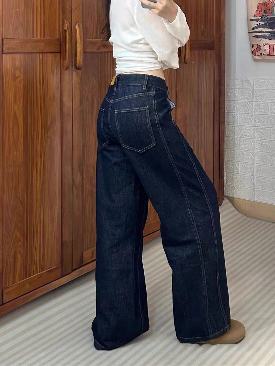 Womens High Waist Wide Leg Denim Pants