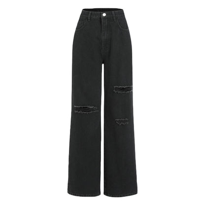 Womens High Waist Wide Leg Denim Pants