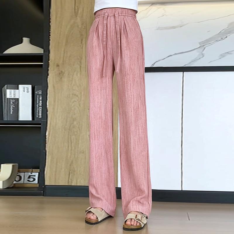 Womens High Waist Wide Leg Ice Silk Pants