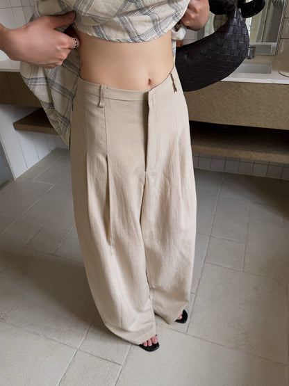 Womens High Waist Wide Leg Linen Pants