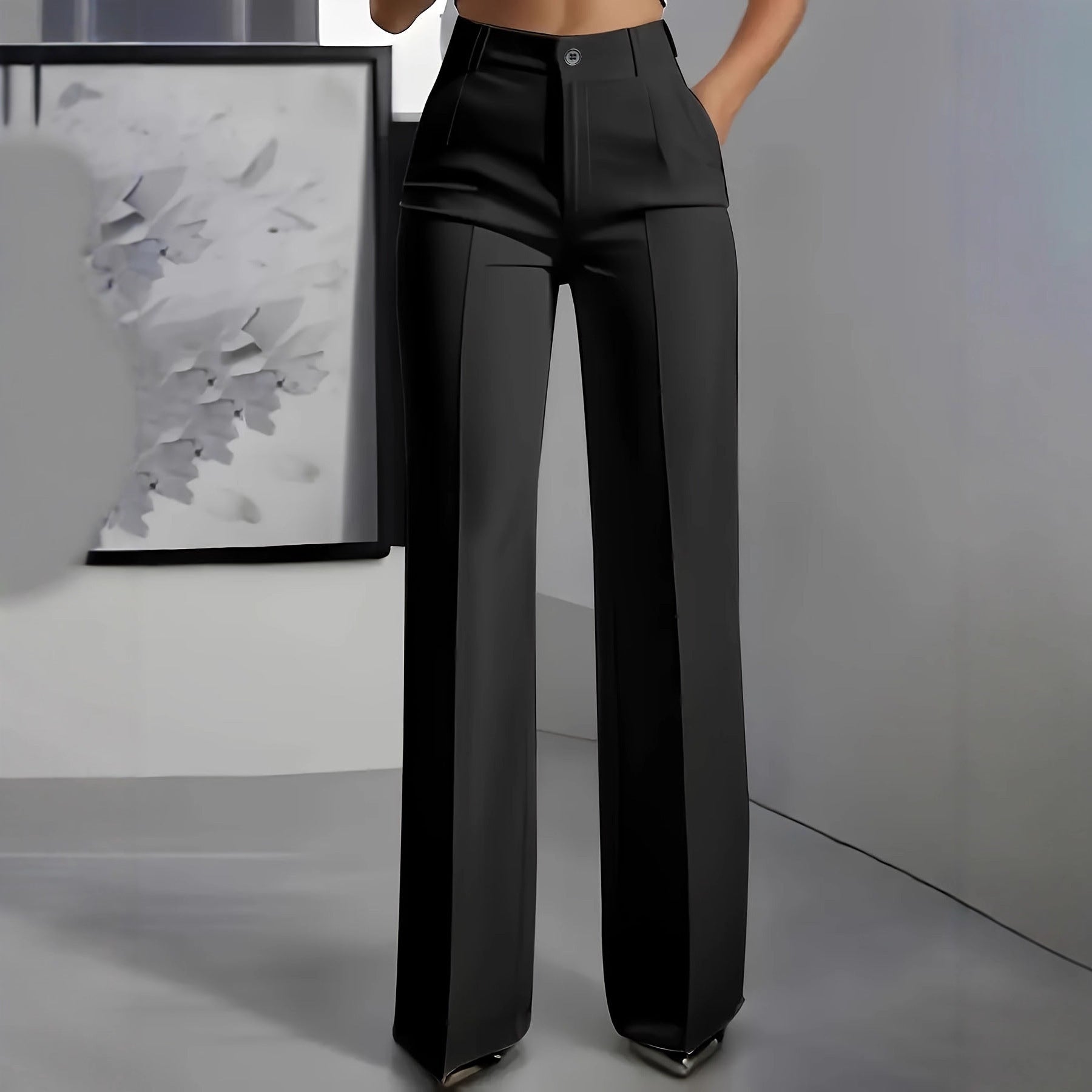 Womens High Waist Wide Leg Trousers