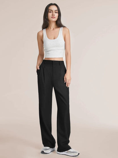 Womens High Waist Wide Leg Trousers