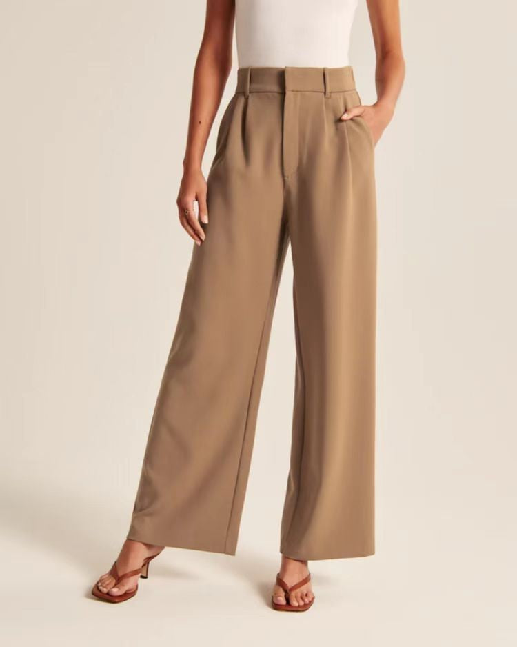 Womens High Waist Wide Leg Trousers